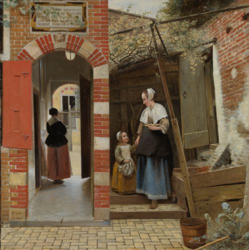 A Courtyard of a House in Delft by Pieter de Hooch